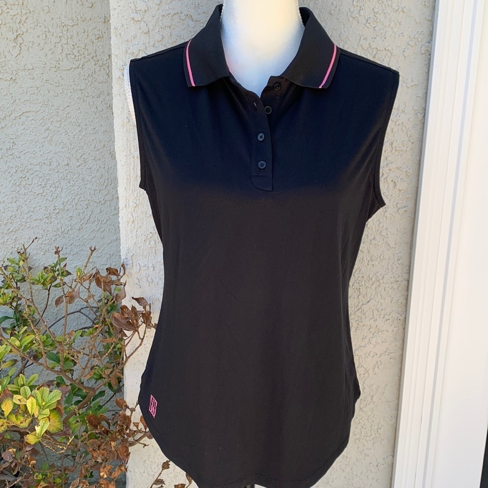 Kate Lord Black/Pink Sleeveless Golf Tank Size L